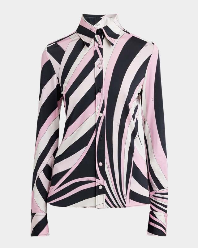 Iride-Print Butotn-Down Shirt